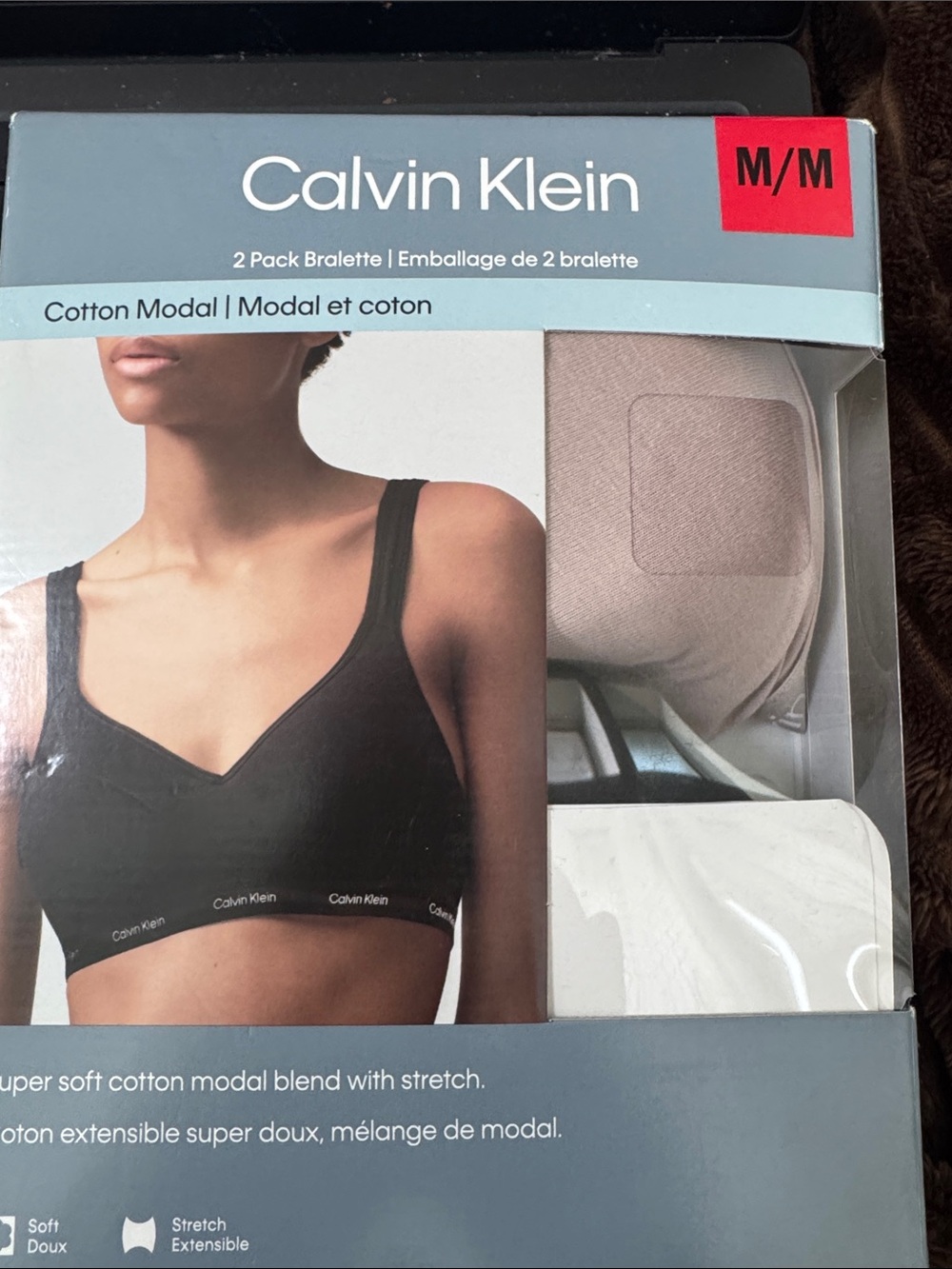 Calvin Klein Black and Beige Cotton Modal Bralette 2-Pack